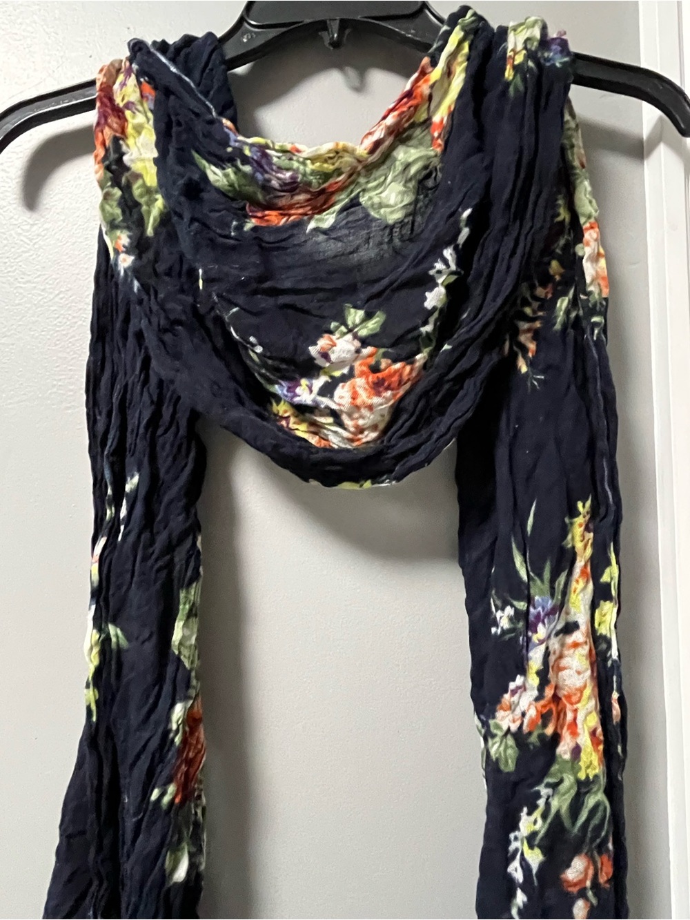 Navy Floral Lightweight Wrap Scarf - Women Accessories
